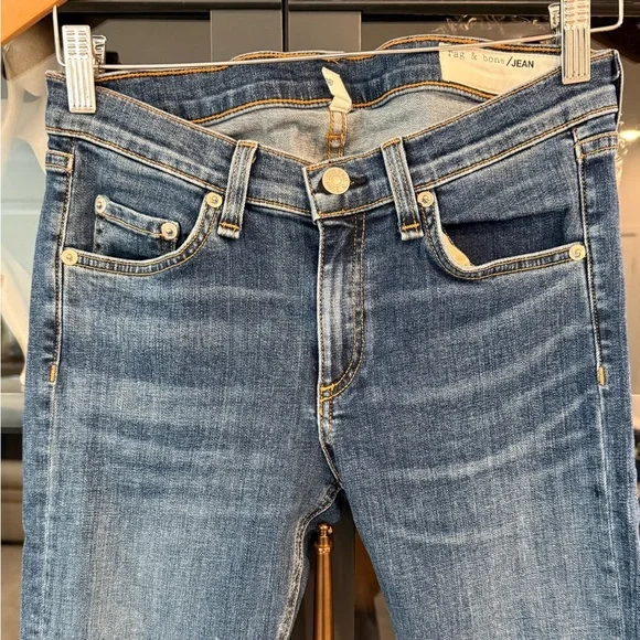 rag & bone Blue Raw-Hem Cropped Jeans - Picture 3 of 9